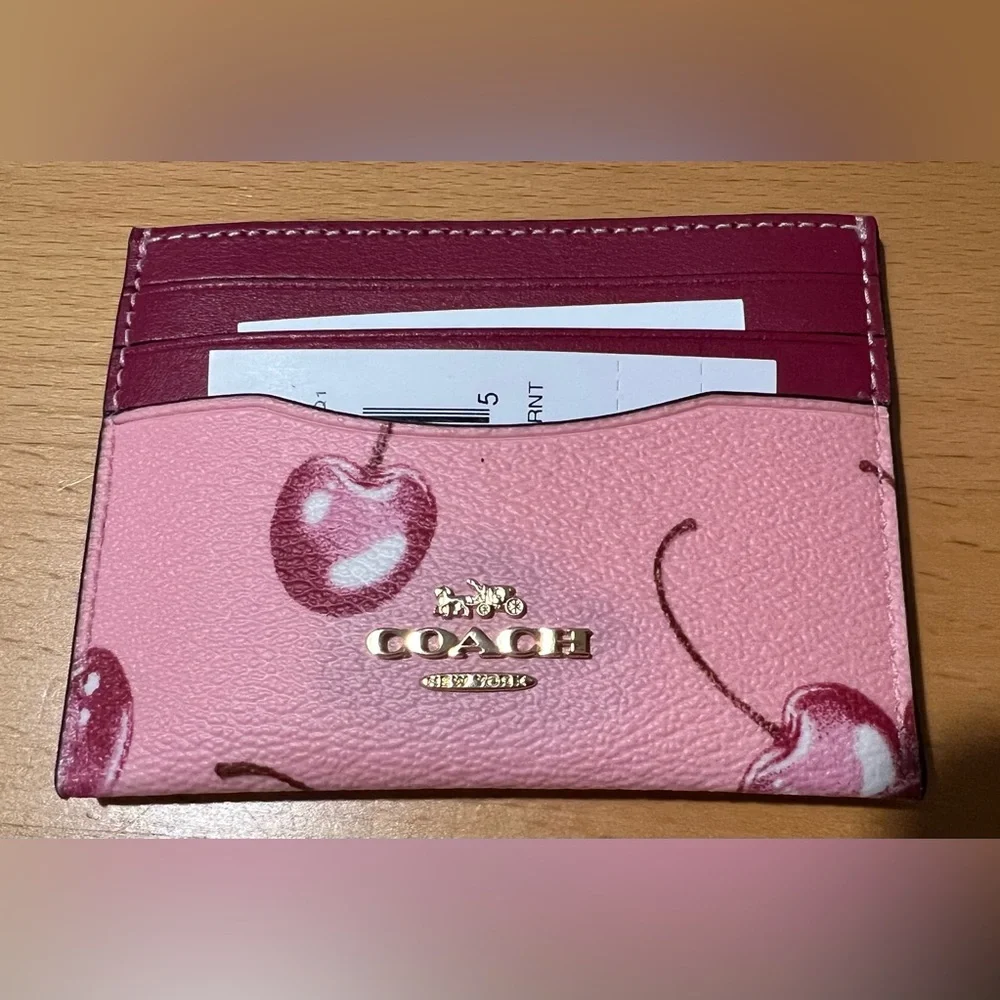Coach Cherry Slim ID Card Case NWT